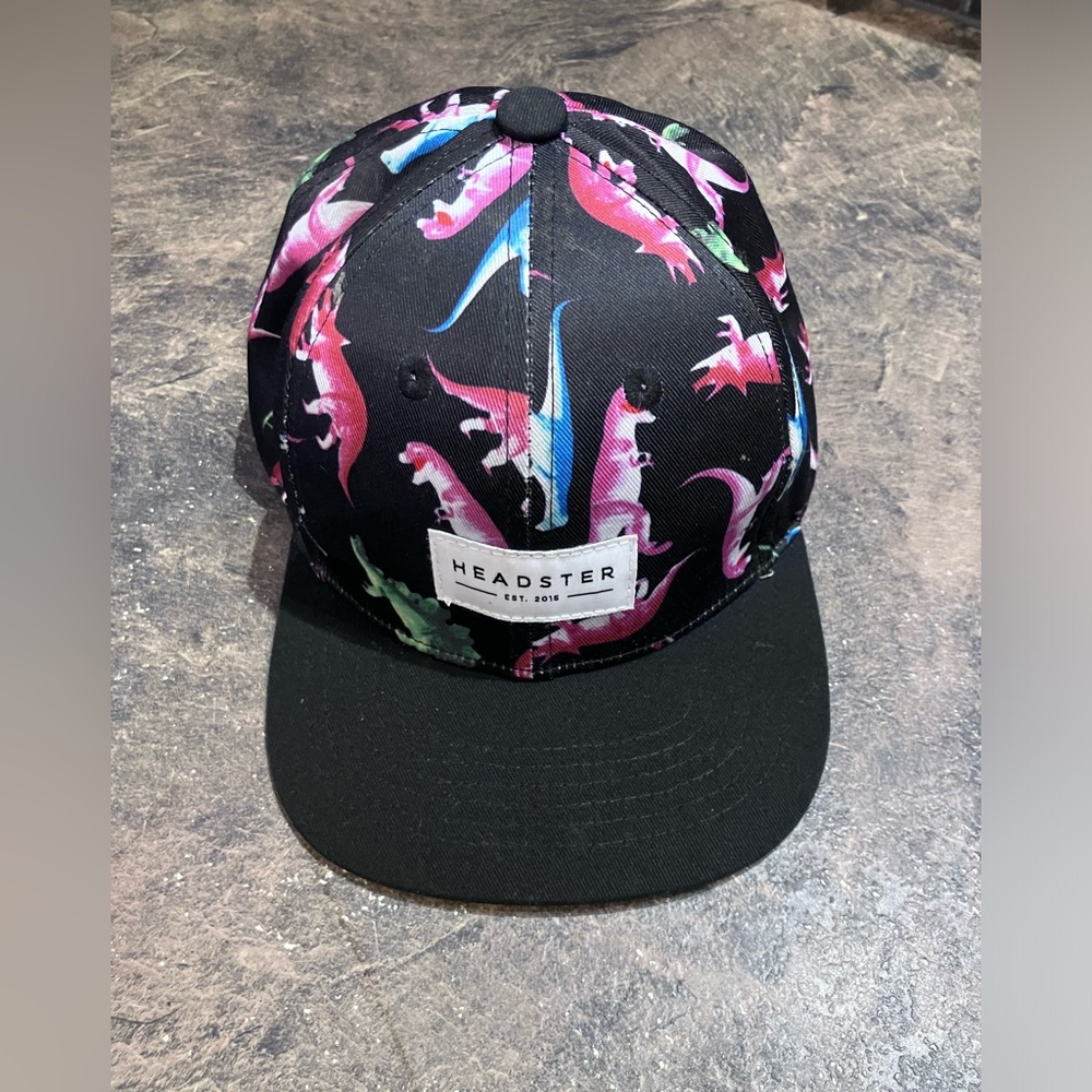 Kids Dinosaur Print Cap - Black and Multicolor